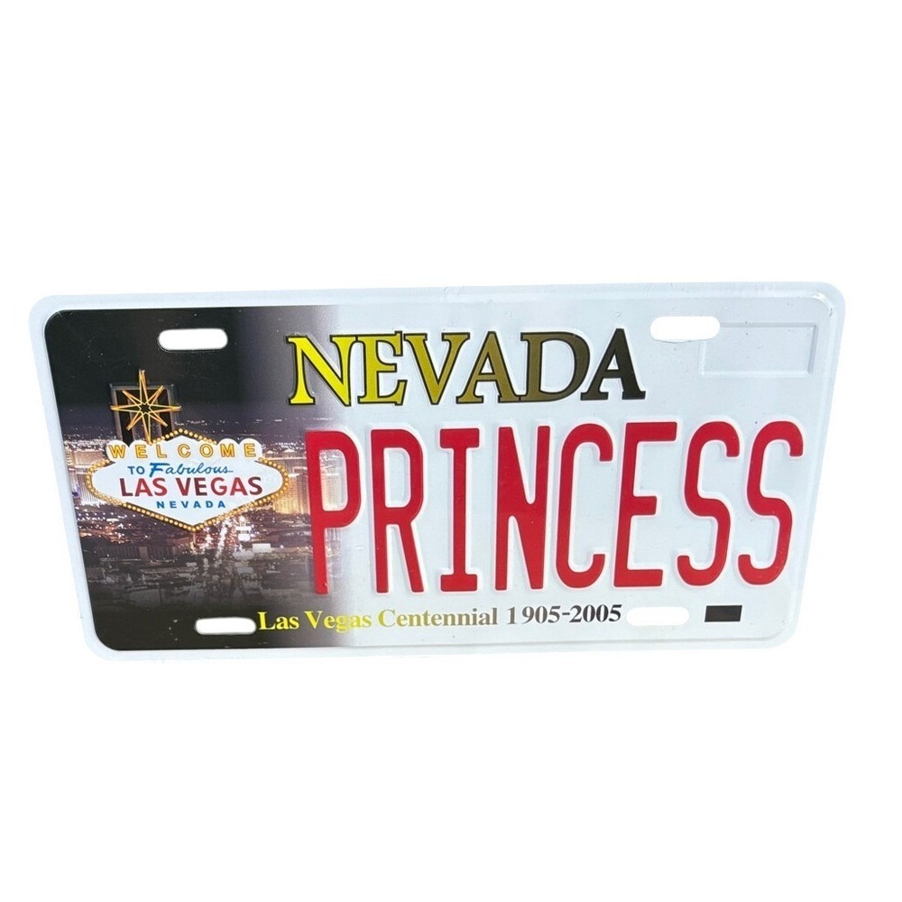 Las Vegas Nevada Centennial License Plate: PRINCESS Full Size Raised Letters NIP